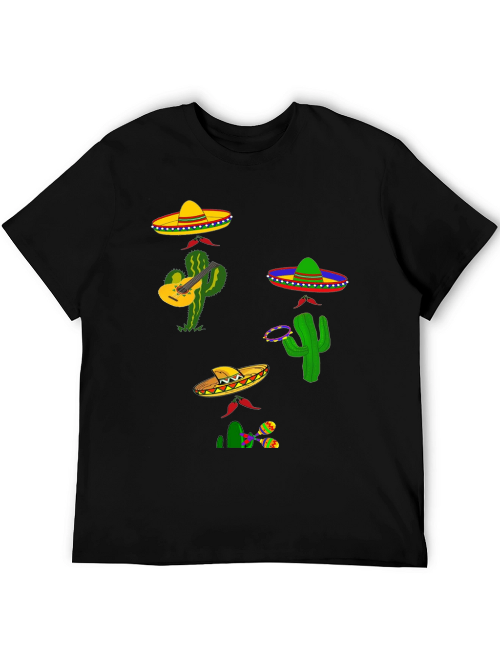 Festive Fiesta T-Shirt: Sombreros Cacti and Musical Fun