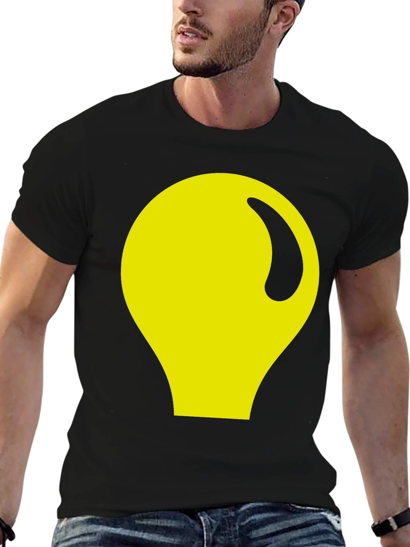 Abstract Yellow Graphic Black Tee