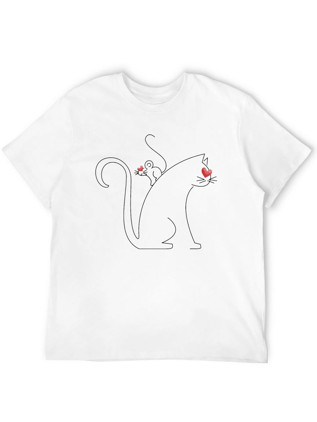 Cat and Mouse Heart Eyes Black T-Shirt