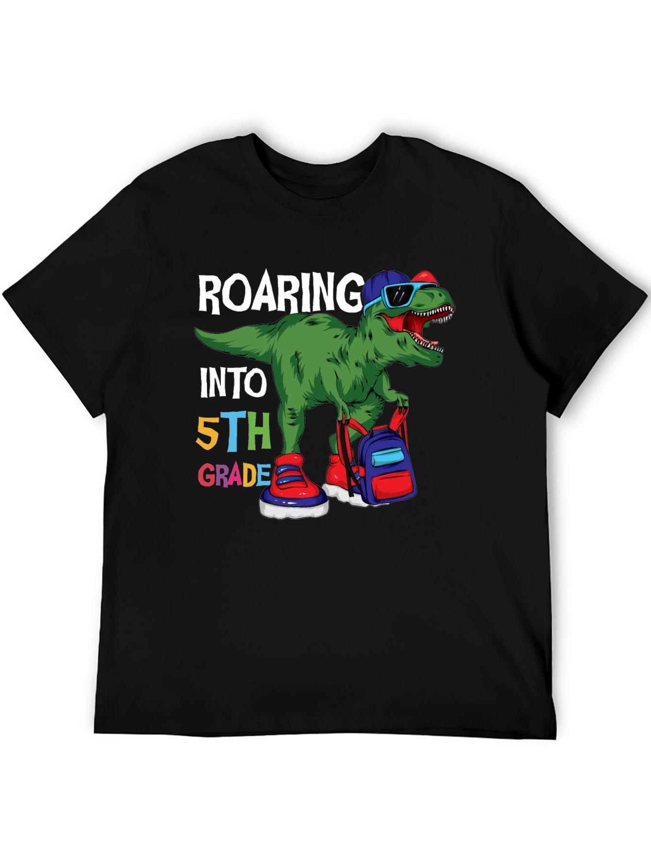 Roaring Into 5th Grade Dinosaur T-Shirt