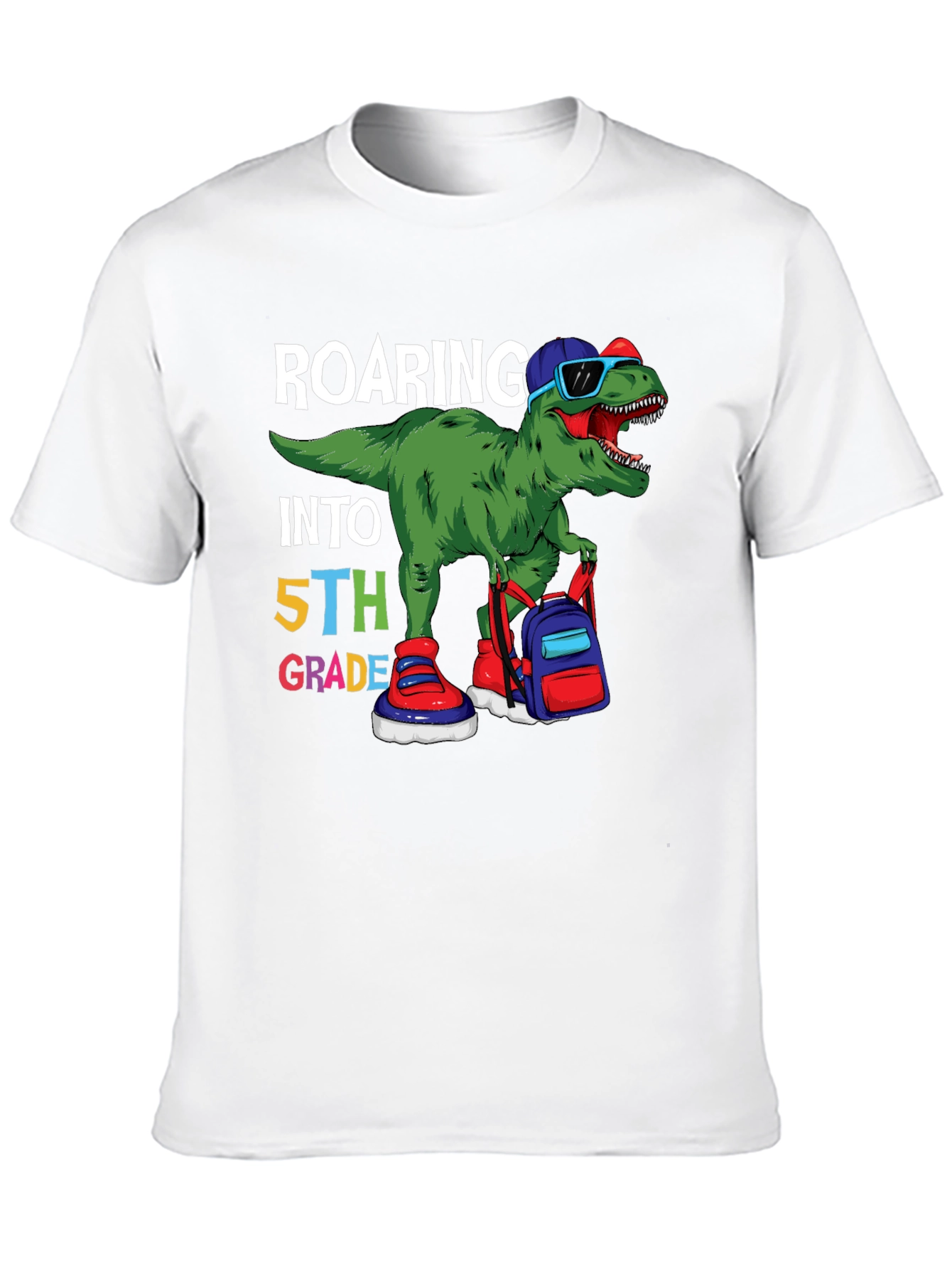 Roaring Into 5th Grade Dinosaur T-Shirt