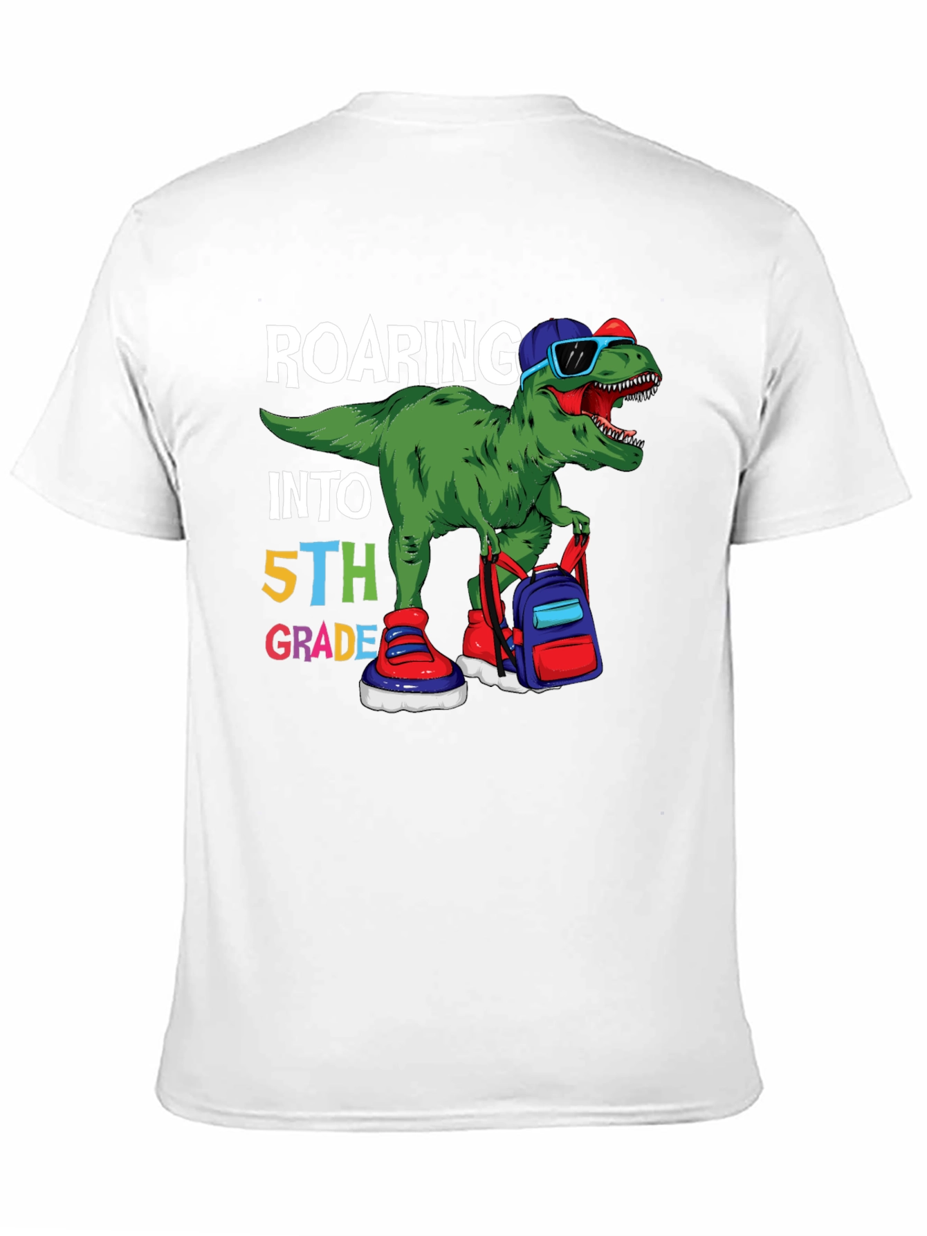Roaring Into 5th Grade Dinosaur T-Shirt