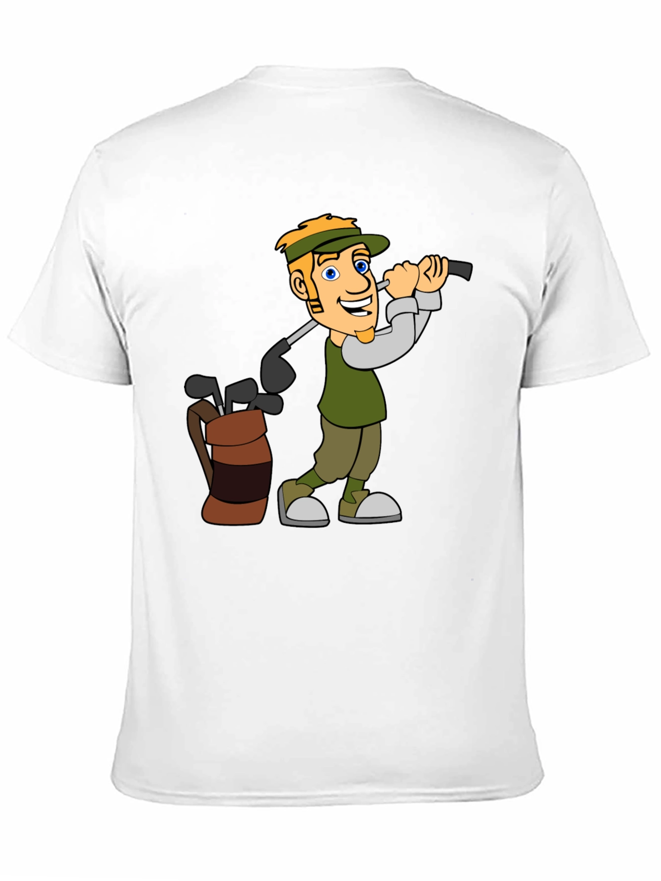 Cartoon Golfer Graphic Tee - Black