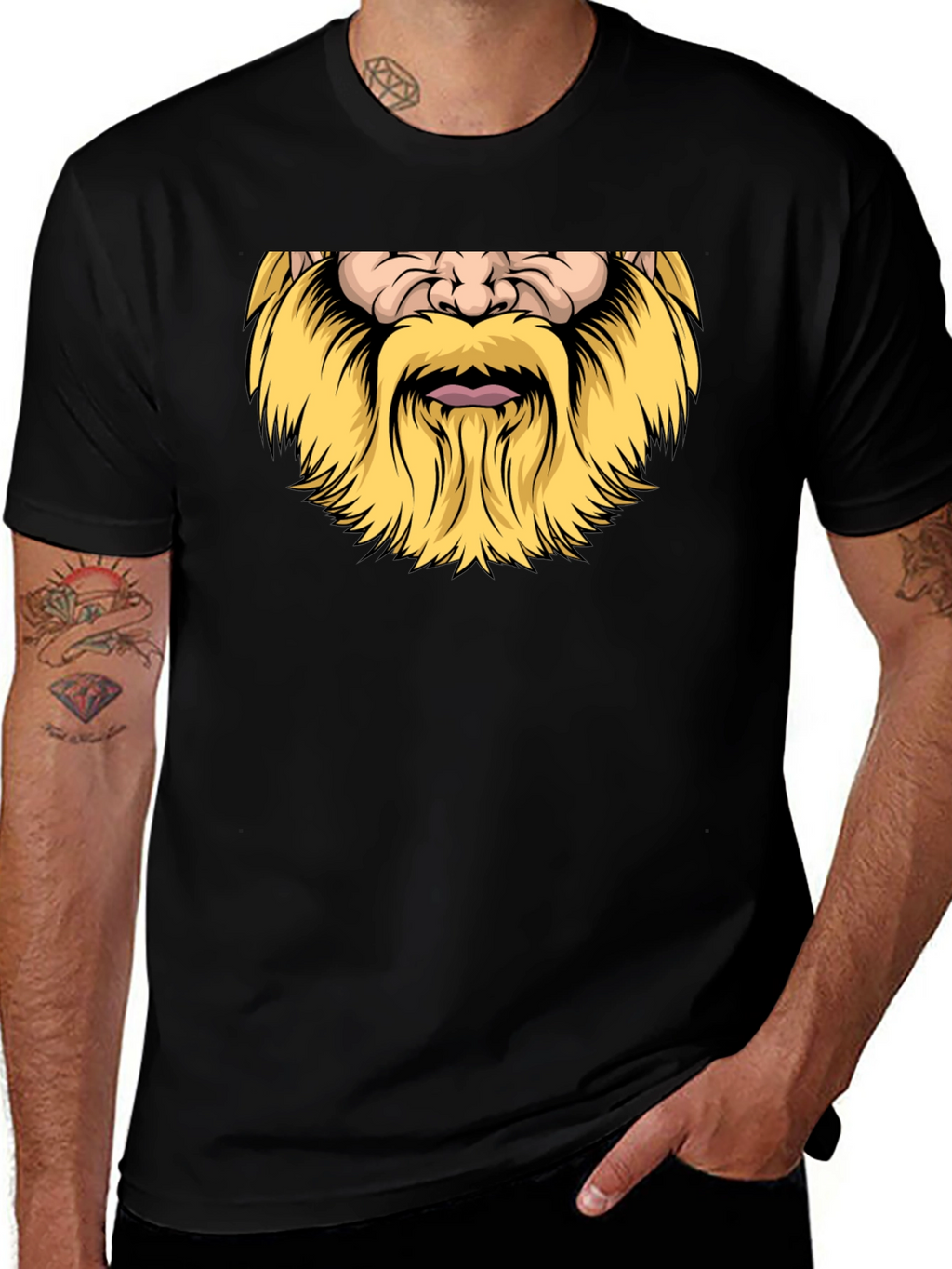 Viking Beard Graphic Black T-Shirt