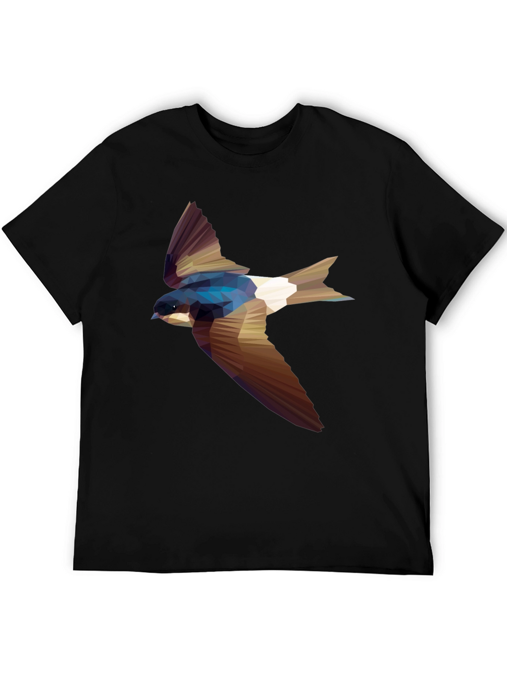 Geometric Swallow Print Black T-Shirt