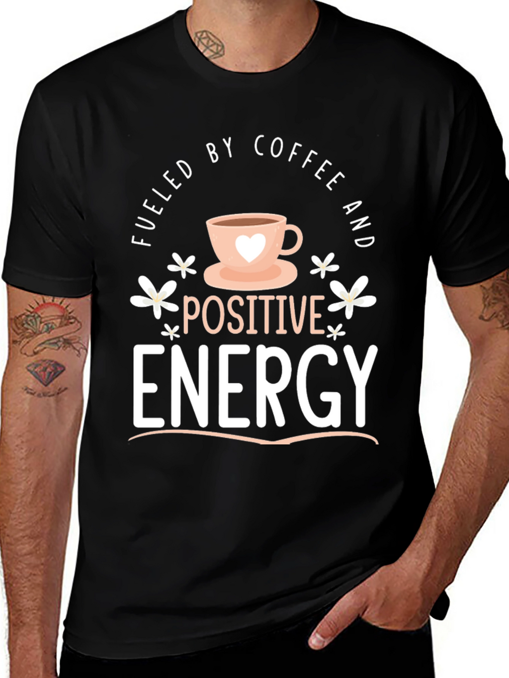 Fueled by Coffee Positive Energy Black Graphic Tee