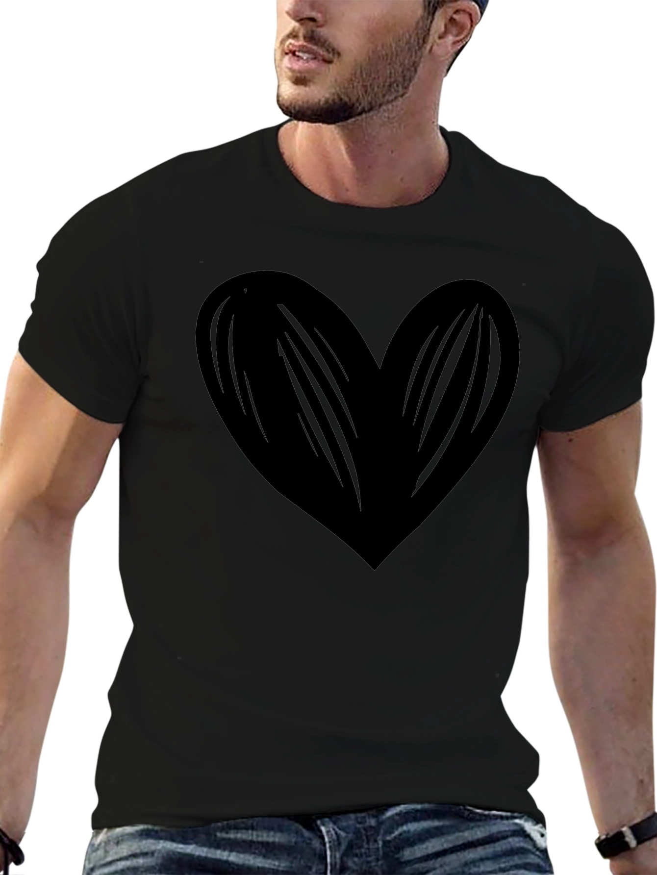 Bold Black Heart Graphic T-Shirt