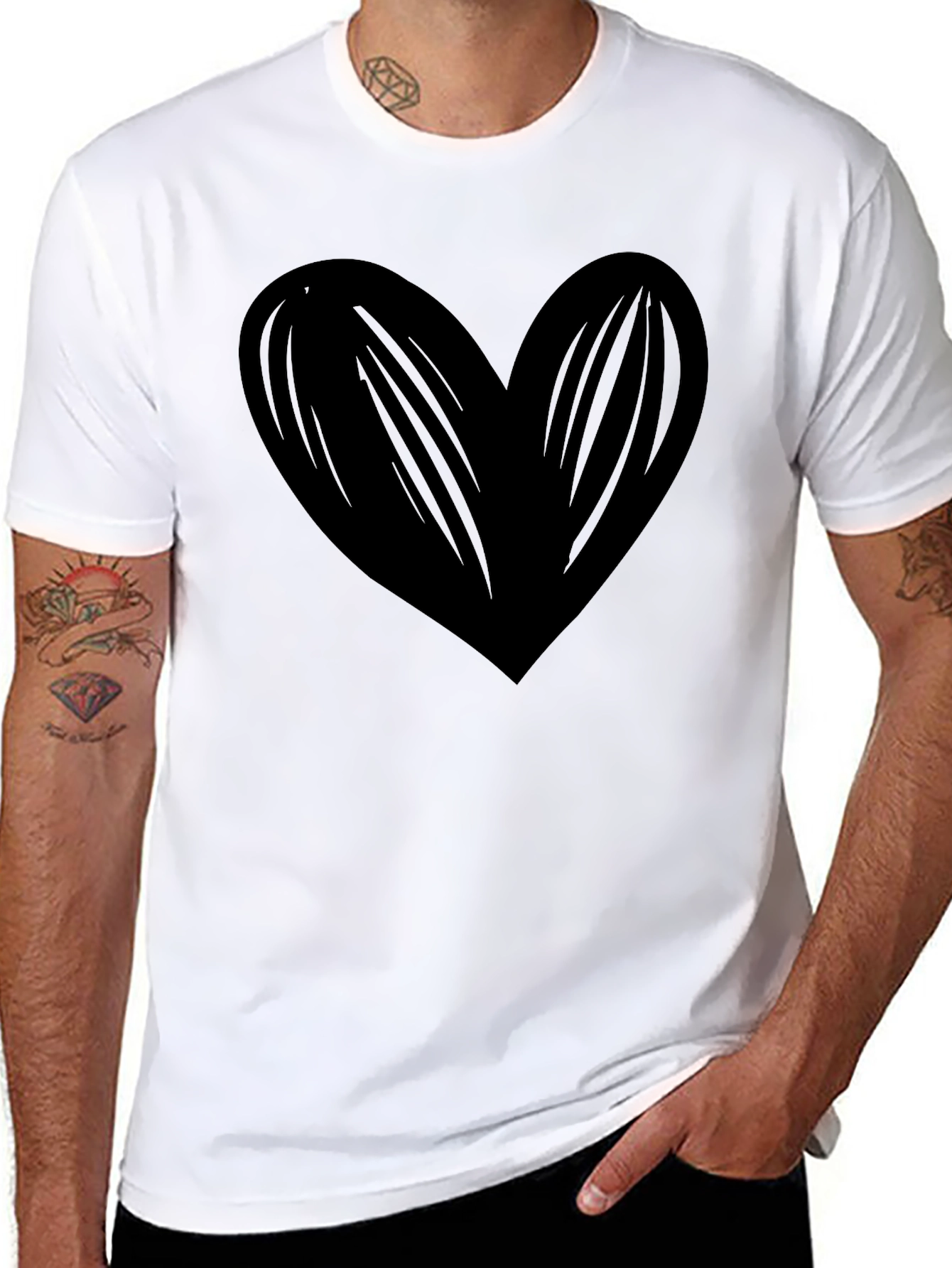 Bold Black Heart Graphic T-Shirt