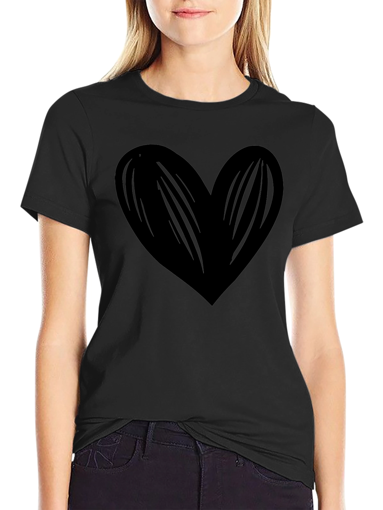 Bold Black Heart Graphic T-Shirt