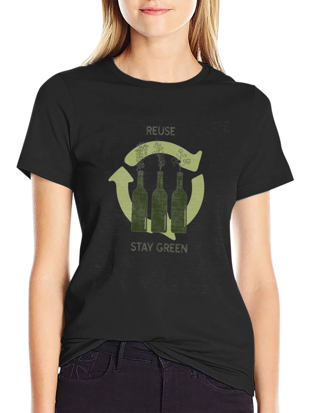 Eco-Friendly Reuse Stay Green Graphic T-Shirt