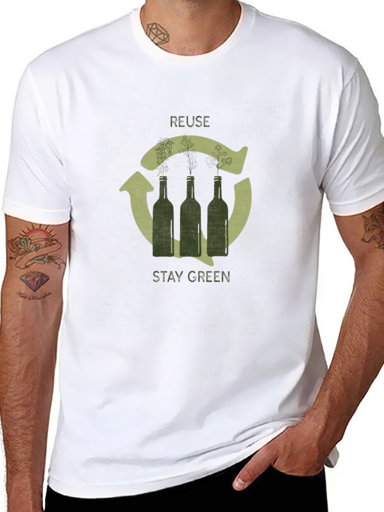 Eco-Friendly Reuse Stay Green Graphic T-Shirt