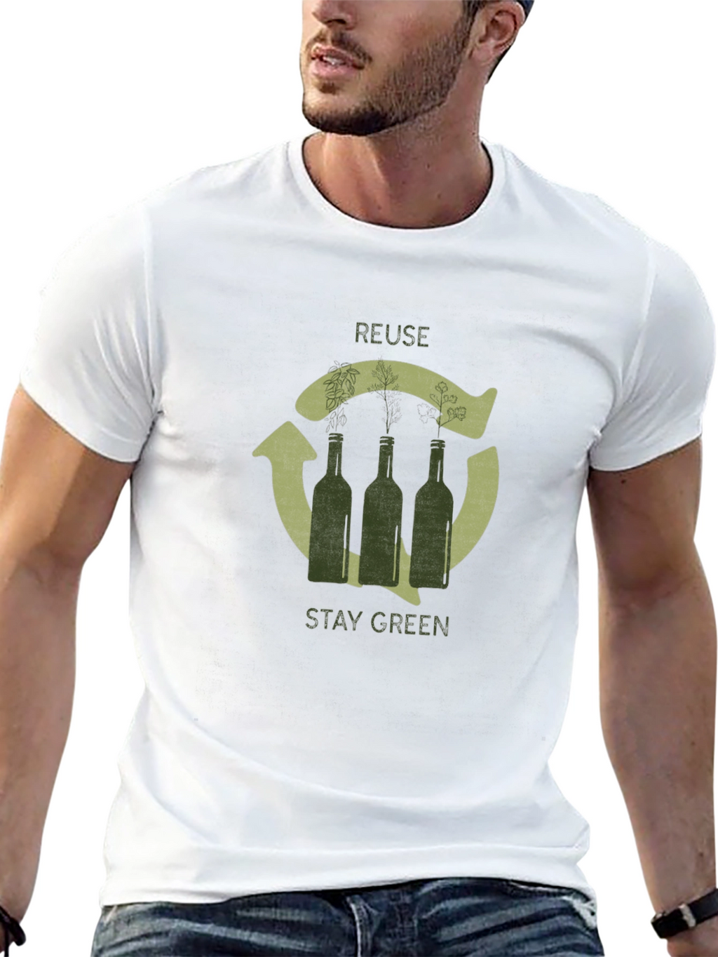 Eco-Friendly Reuse Stay Green Graphic T-Shirt