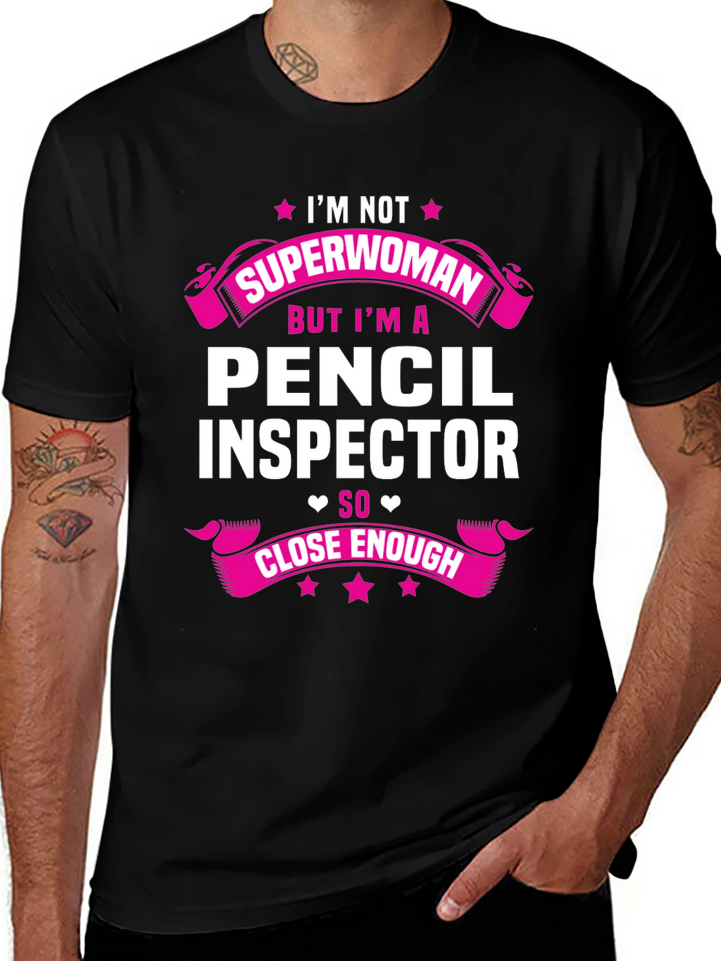Pencil Inspector T-Shirt - Superwoman Funny Job Tee
