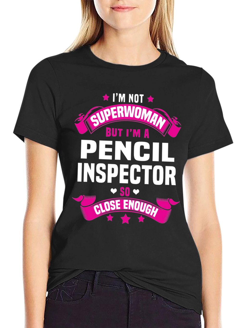 Pencil Inspector T-Shirt - Superwoman Funny Job Tee