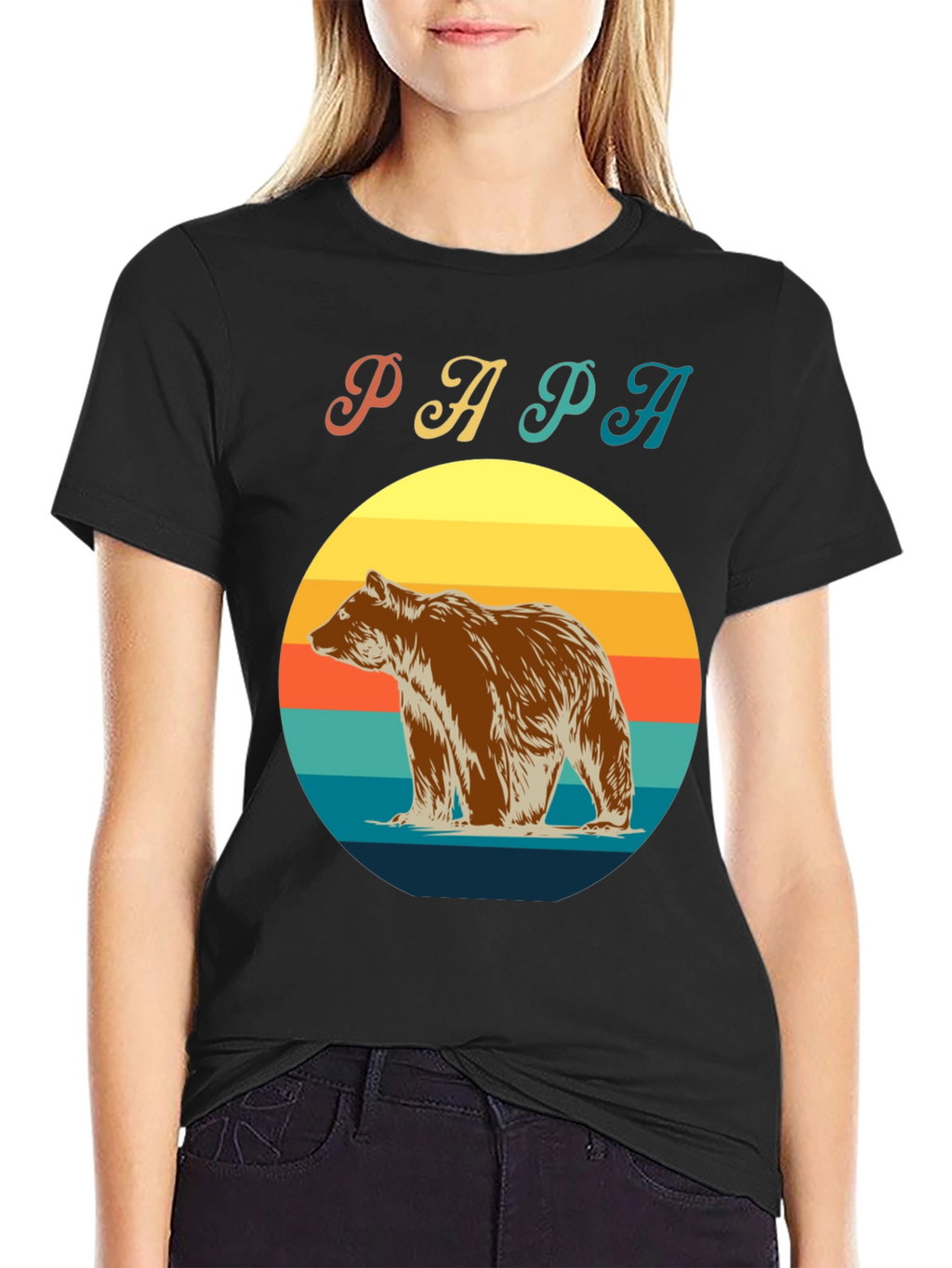 Papa Bear Retro Sunset T-Shirt
