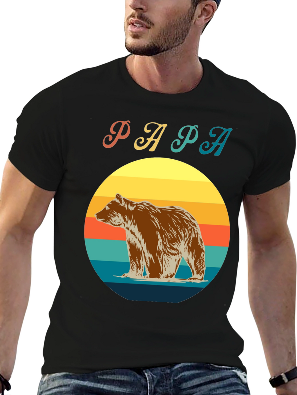Papa Bear Retro Sunset T-Shirt