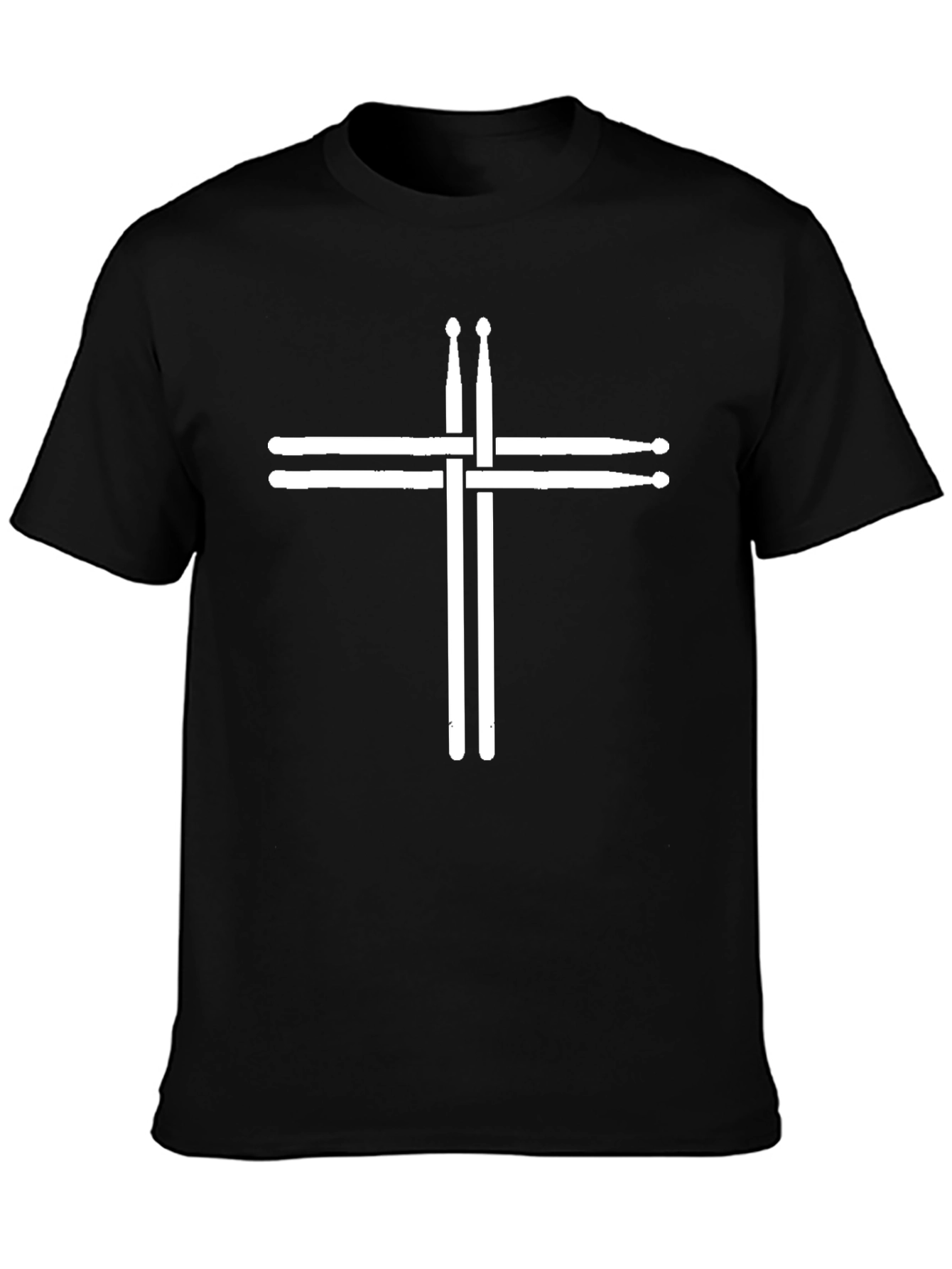 Drum Sticks Cross Graphic Tee - Black Cotton T-Shirt