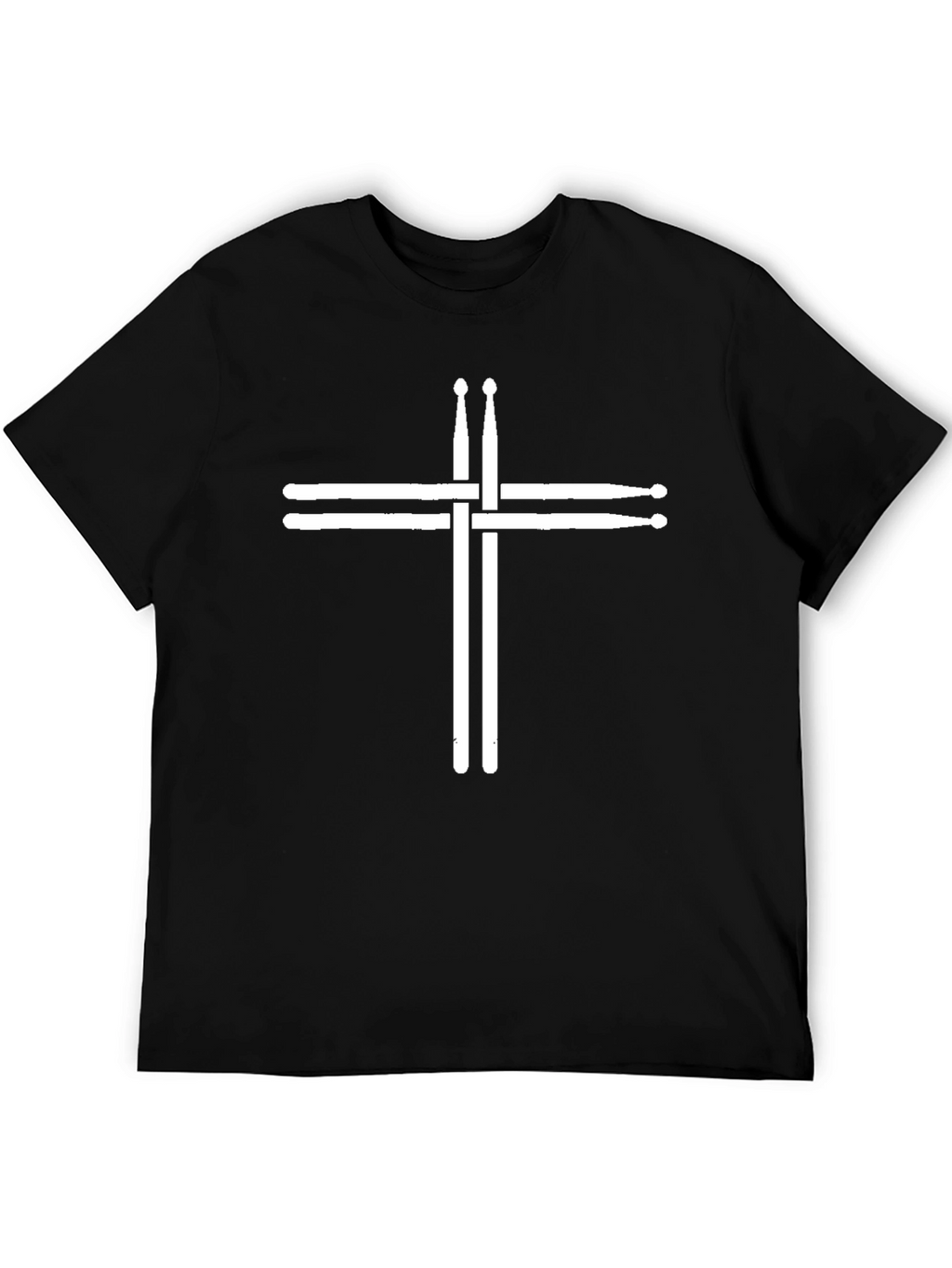 Drum Sticks Cross Graphic Tee - Black Cotton T-Shirt