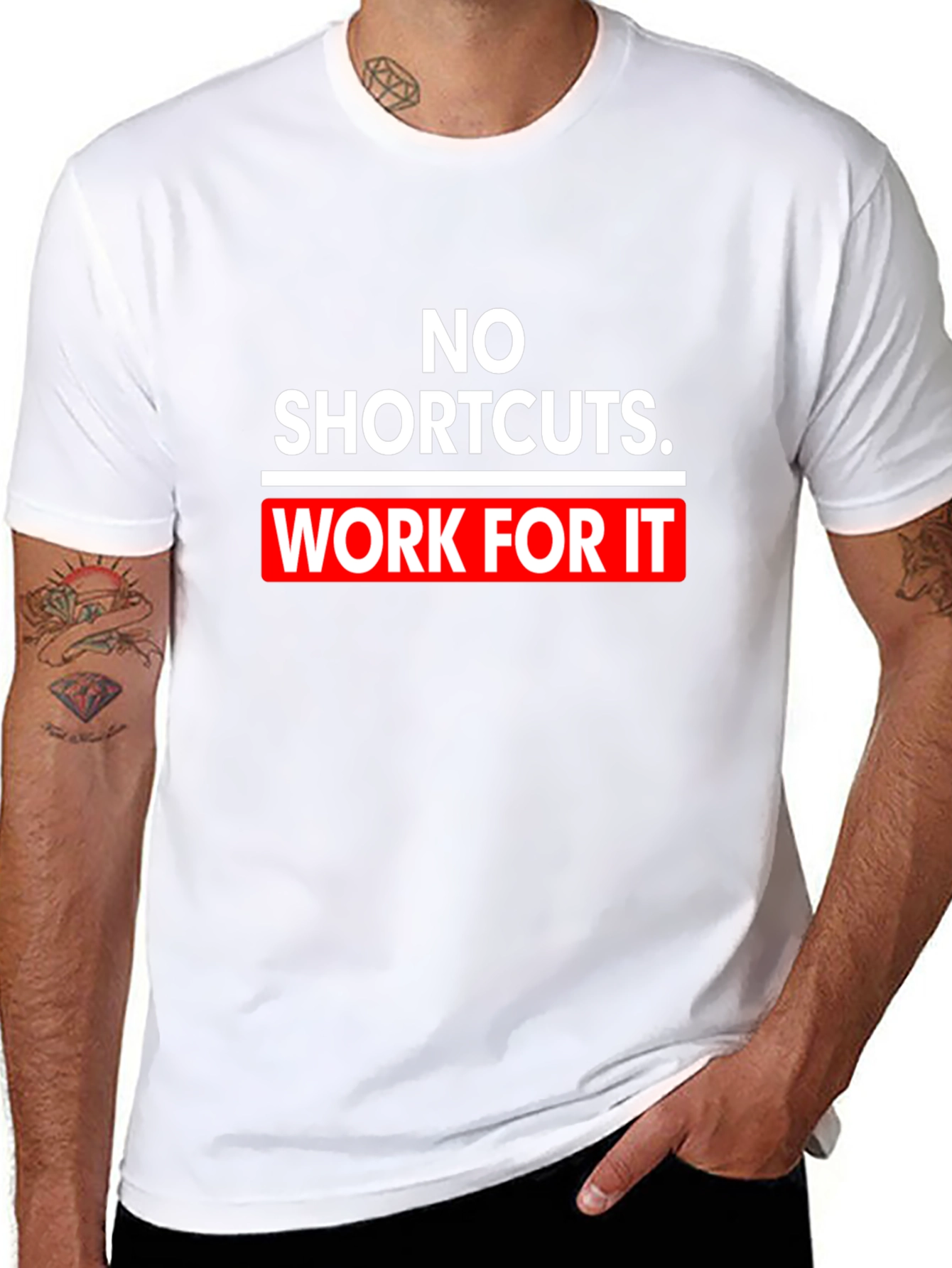 Motivational Black T-Shirt - No Shortcuts