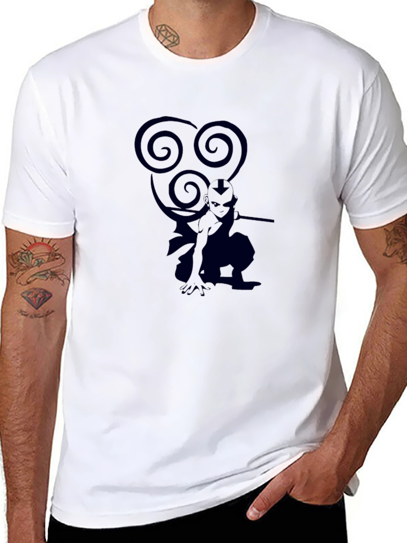 Avatar Aang Graphic Tee - Black Cotton T-Shirt