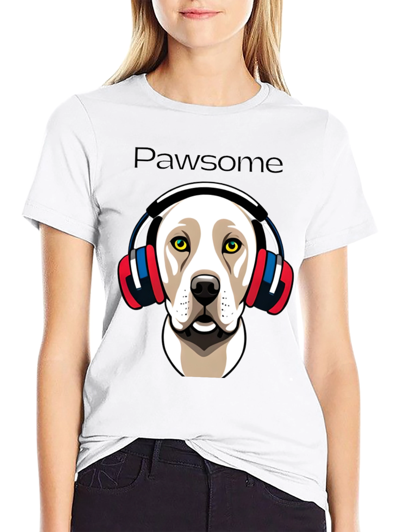 Pawsome Dog in Headphones Graphic Tee