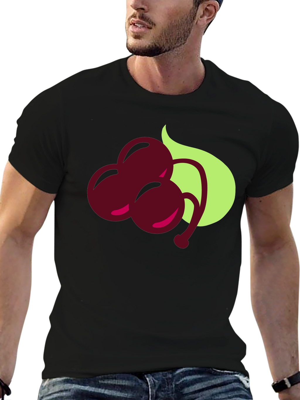 Cherry Graphic Black T-Shirt