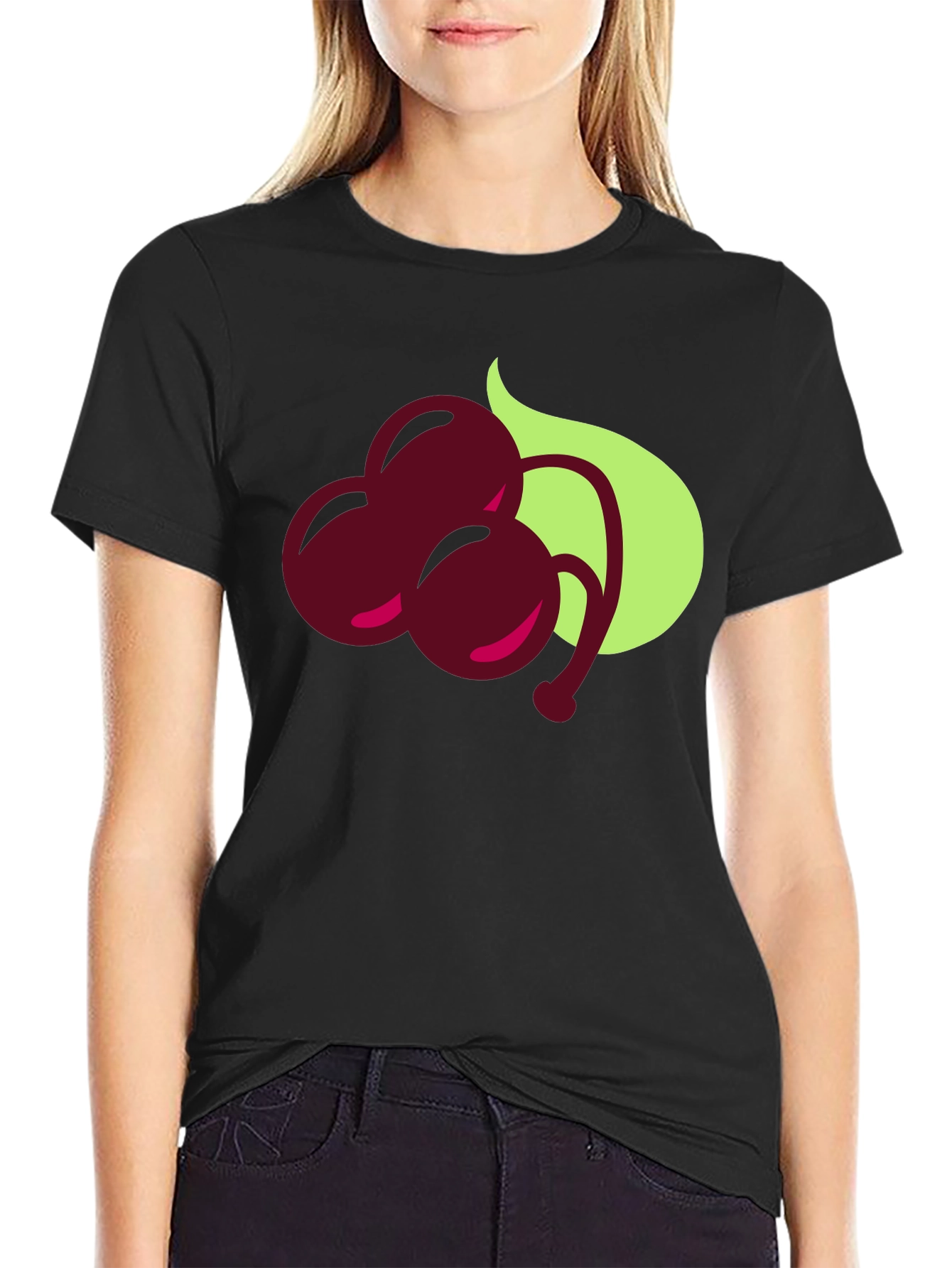 Cherry Graphic Black T-Shirt