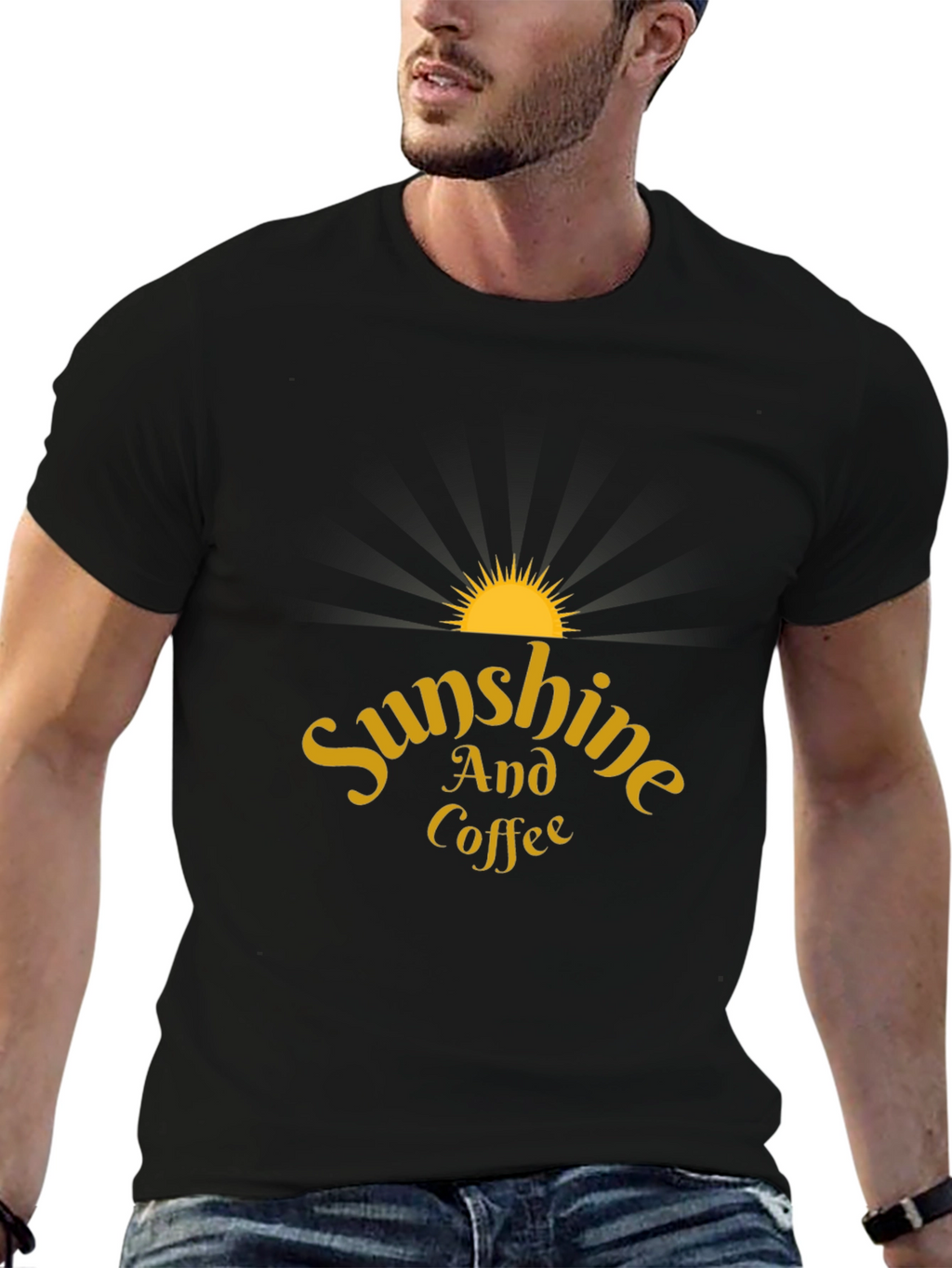 Sunshine and Coffee Black T-Shirt