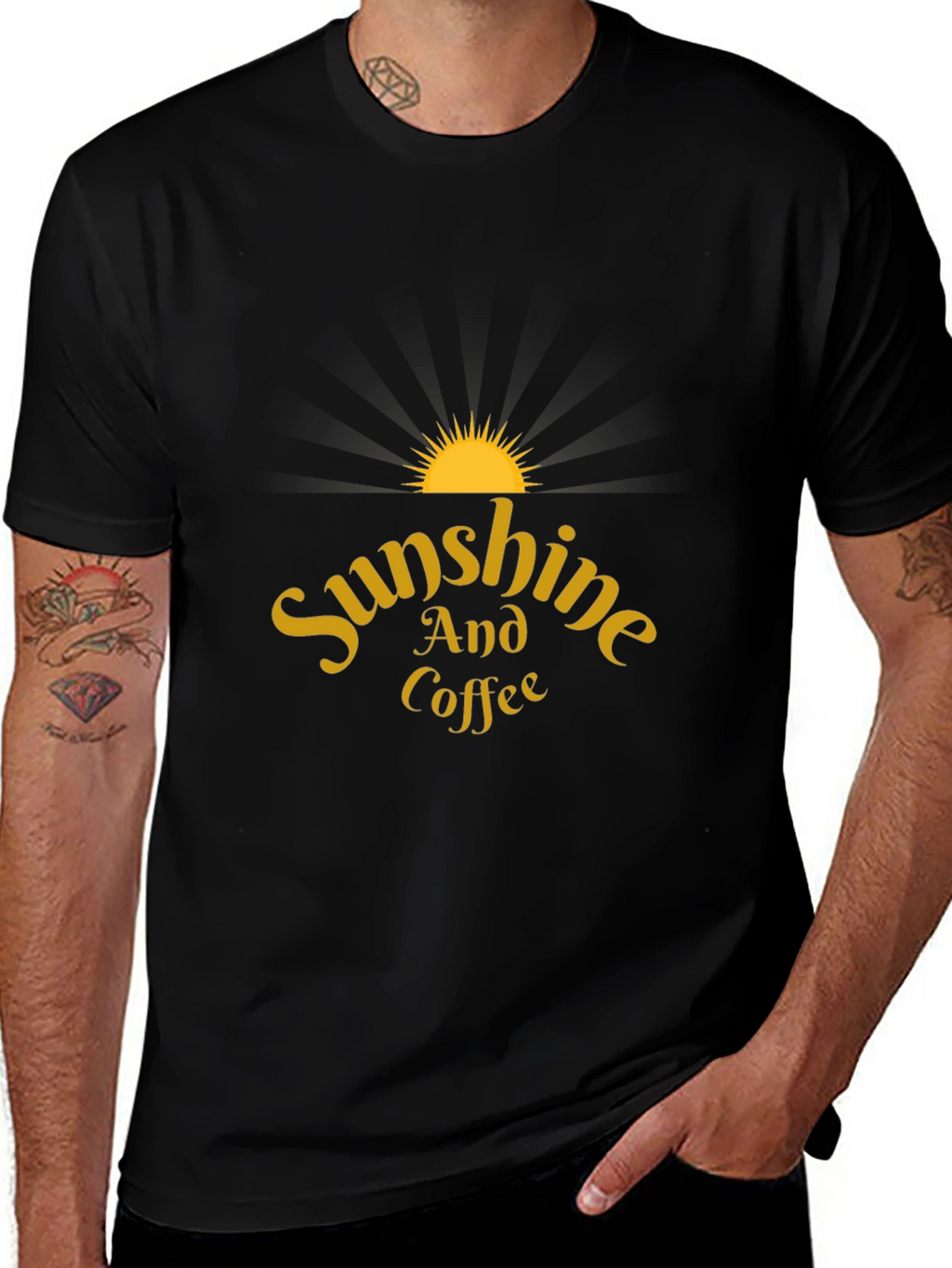 Sunshine and Coffee Black T-Shirt