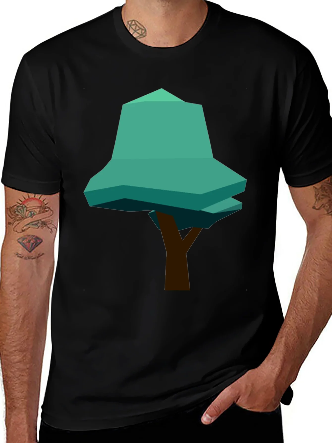 Geometric Tree Graphic Tee - Modern Casual Style
