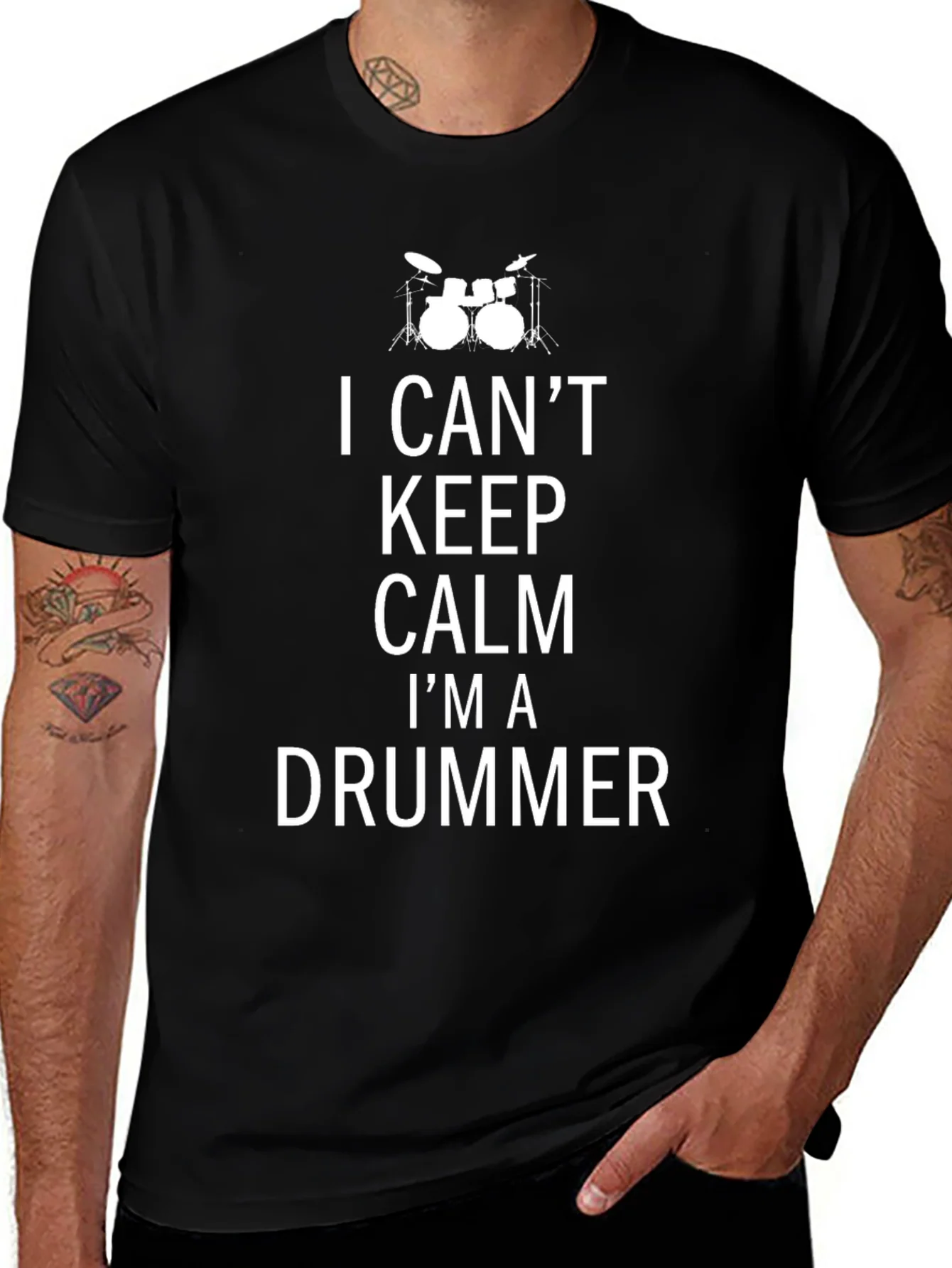 I Cant Keep Calm Im a Drummer Black Tee