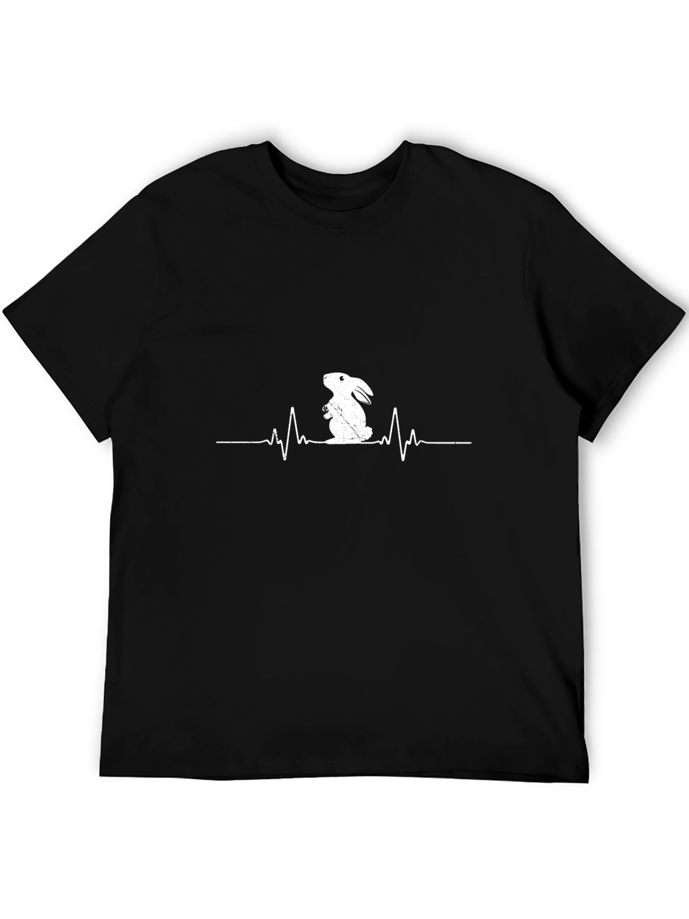 Rabbit Heartbeat T-Shirt - Black Cotton