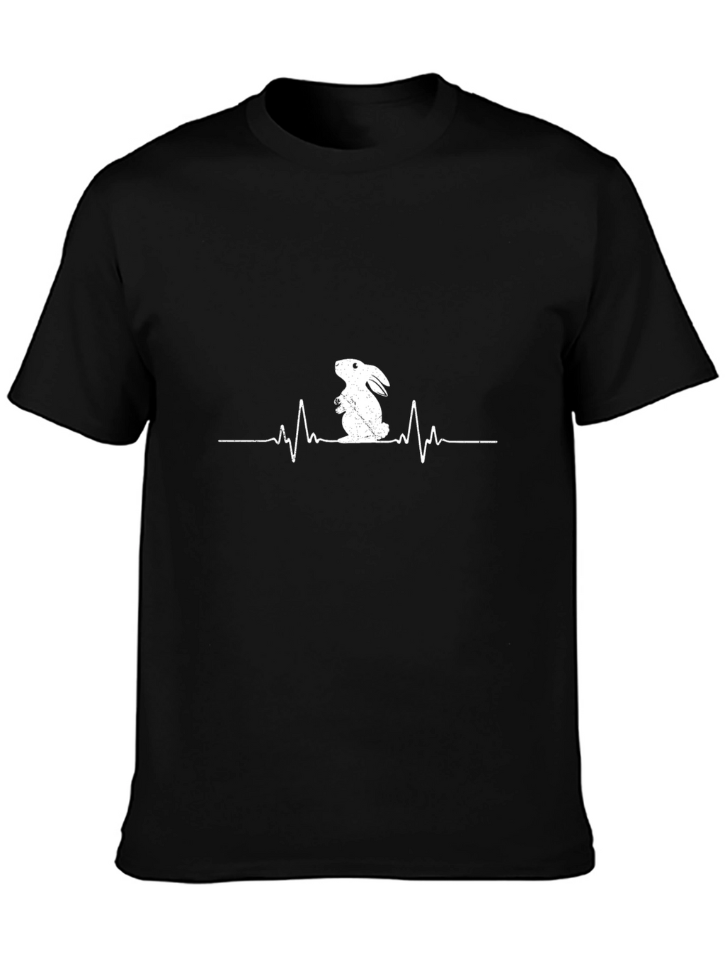 Rabbit Heartbeat T-Shirt - Black Cotton