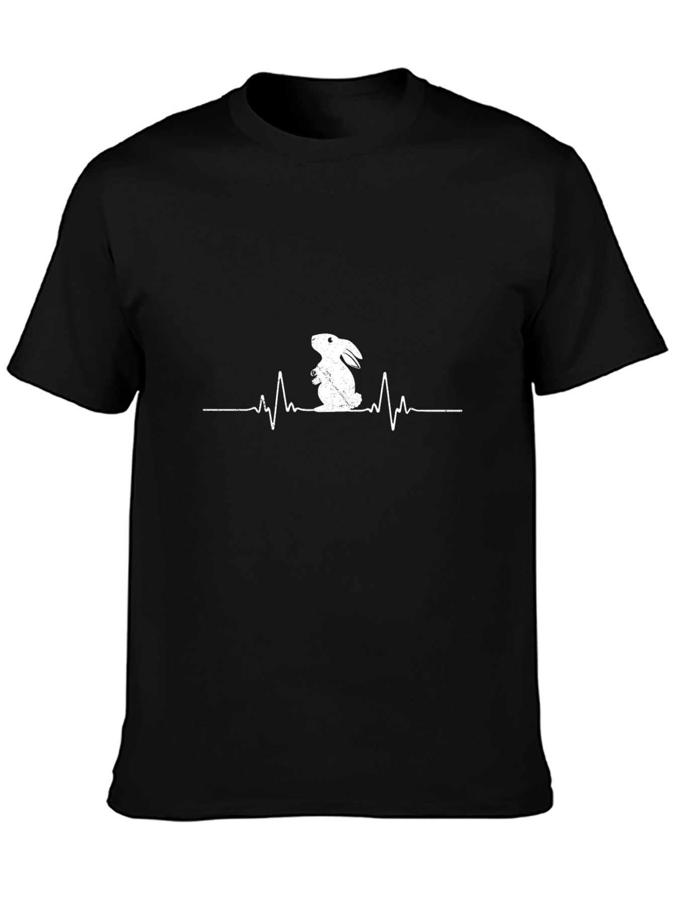 Rabbit Heartbeat T-Shirt - Black Cotton