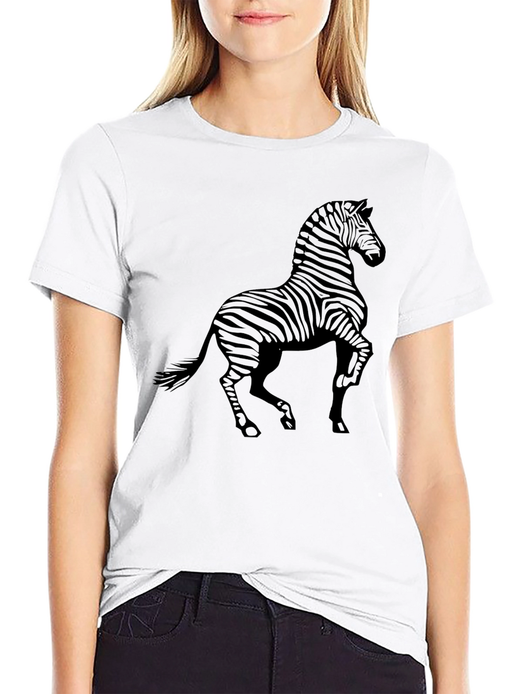 Zebra Graphic Print Black T-Shirt