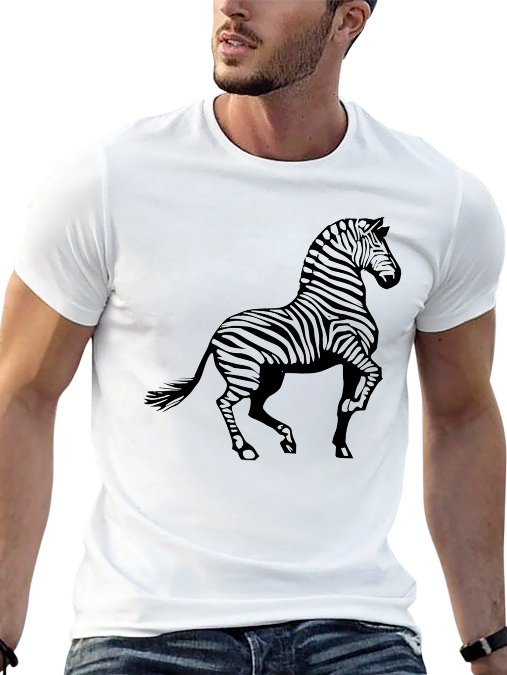 Zebra Graphic Print Black T-Shirt
