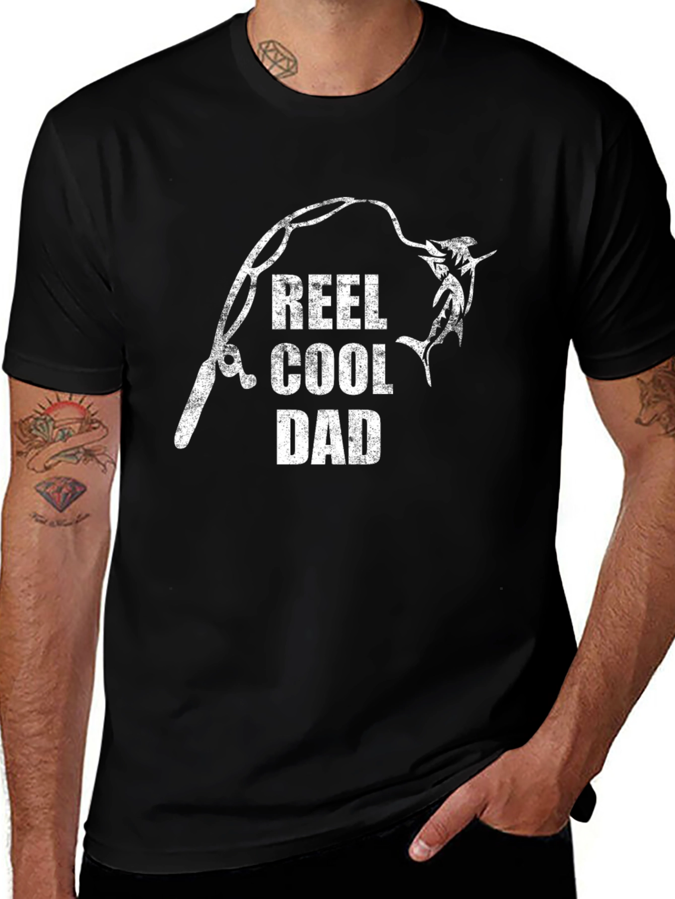 Reel Cool Dad Black Graphic Tee