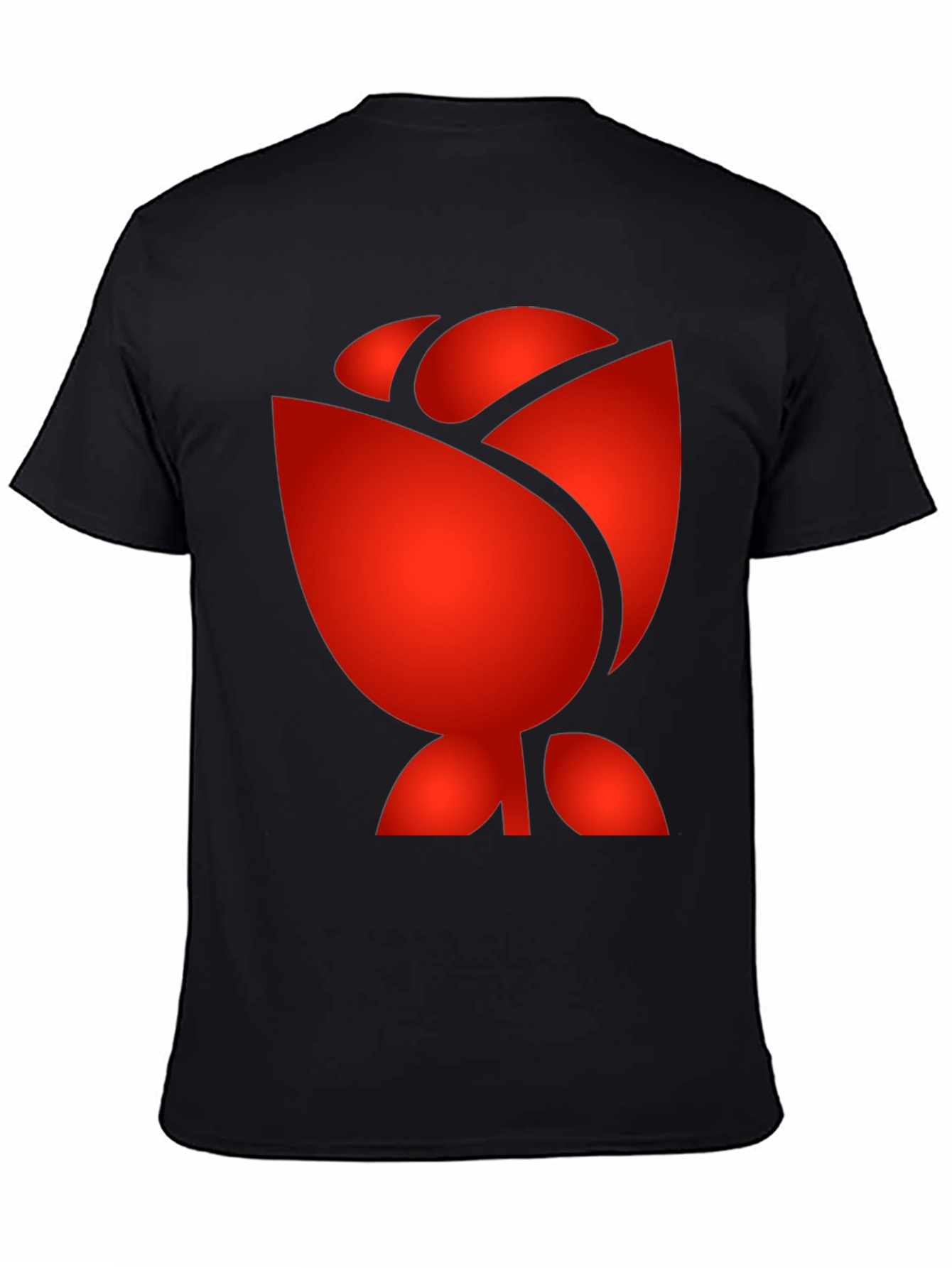 Red Rose Graphic Print Black T-Shirt