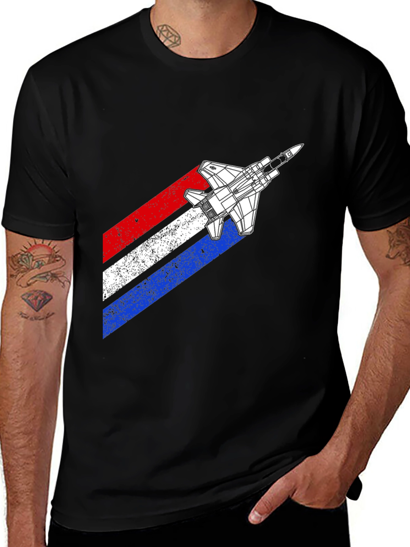 Retro Fighter Jet Graphic T-Shirt