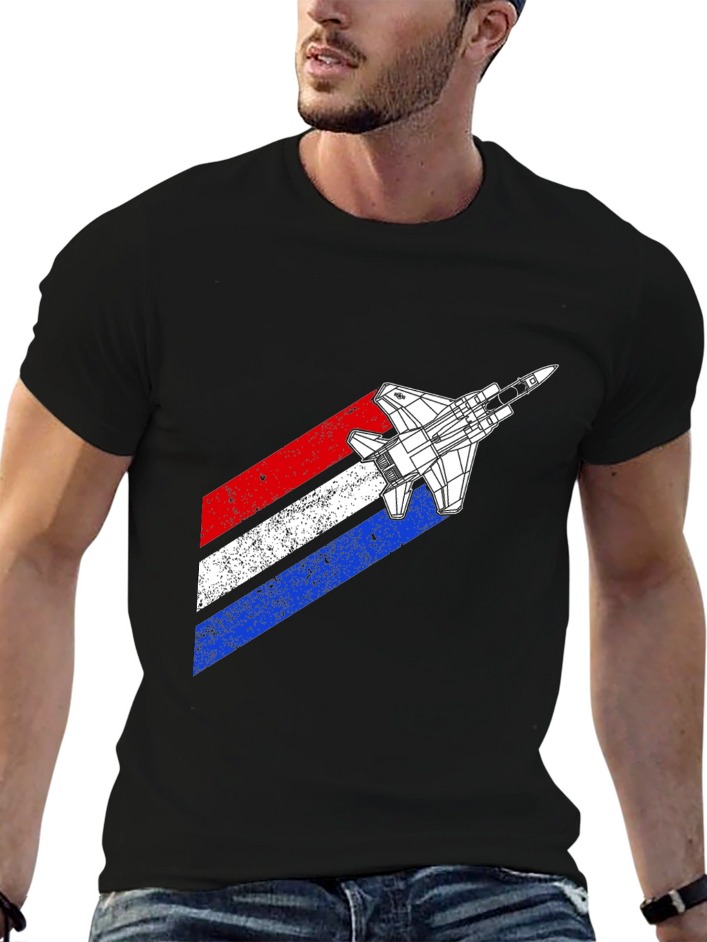 Retro Fighter Jet Graphic T-Shirt