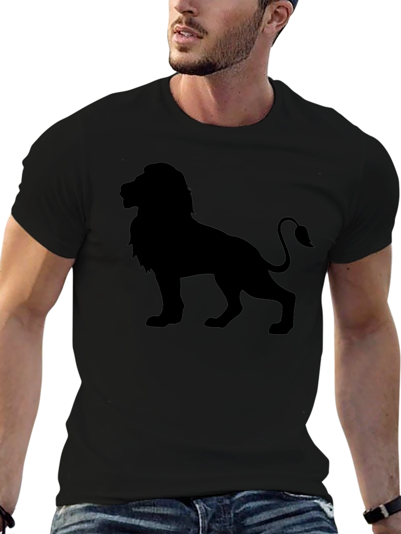 Lion Silhouette Graphic Black T-Shirt