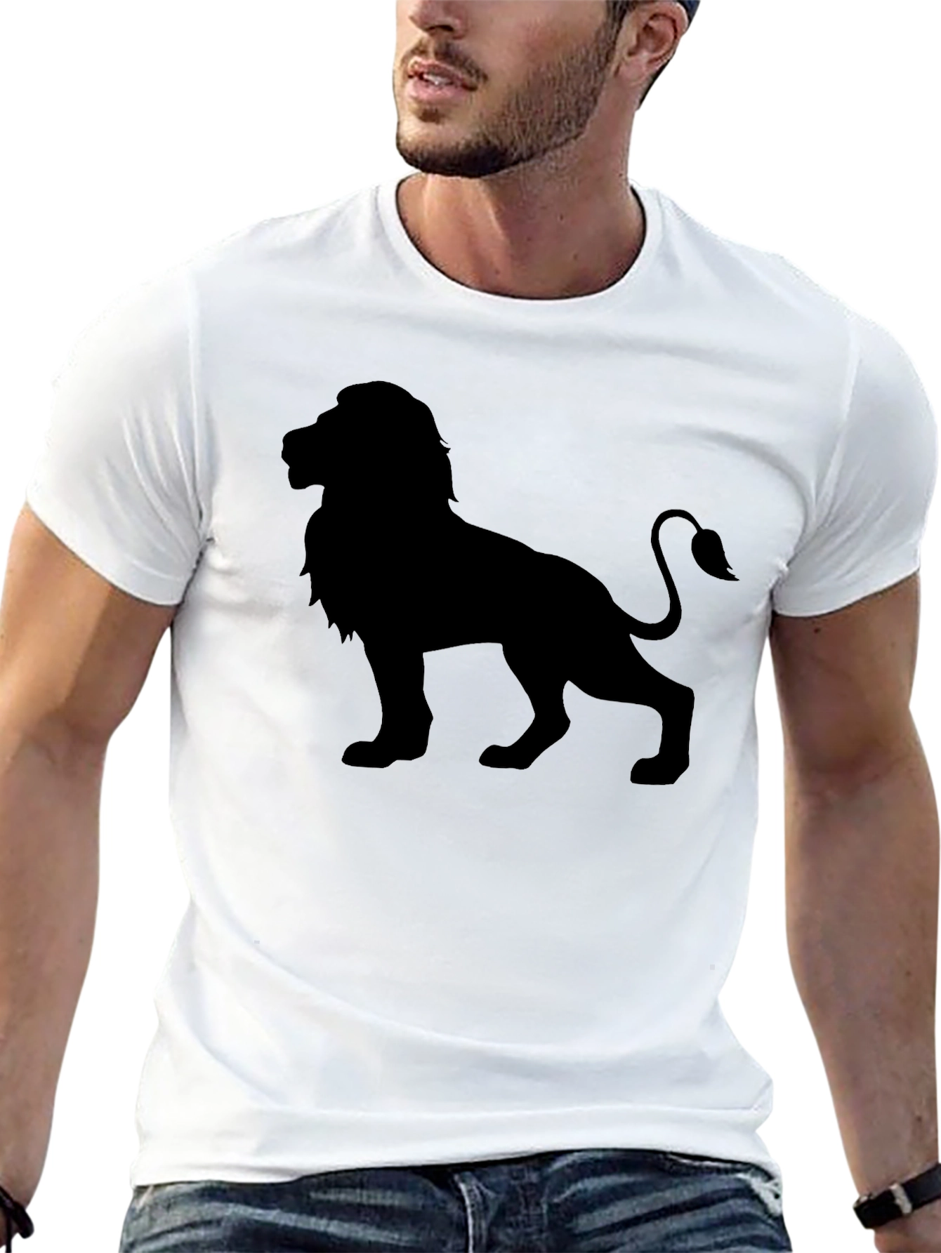 Lion Silhouette Graphic Black T-Shirt