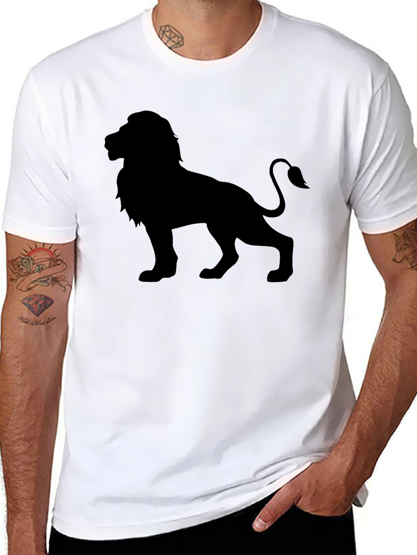 Lion Silhouette Graphic Black T-Shirt