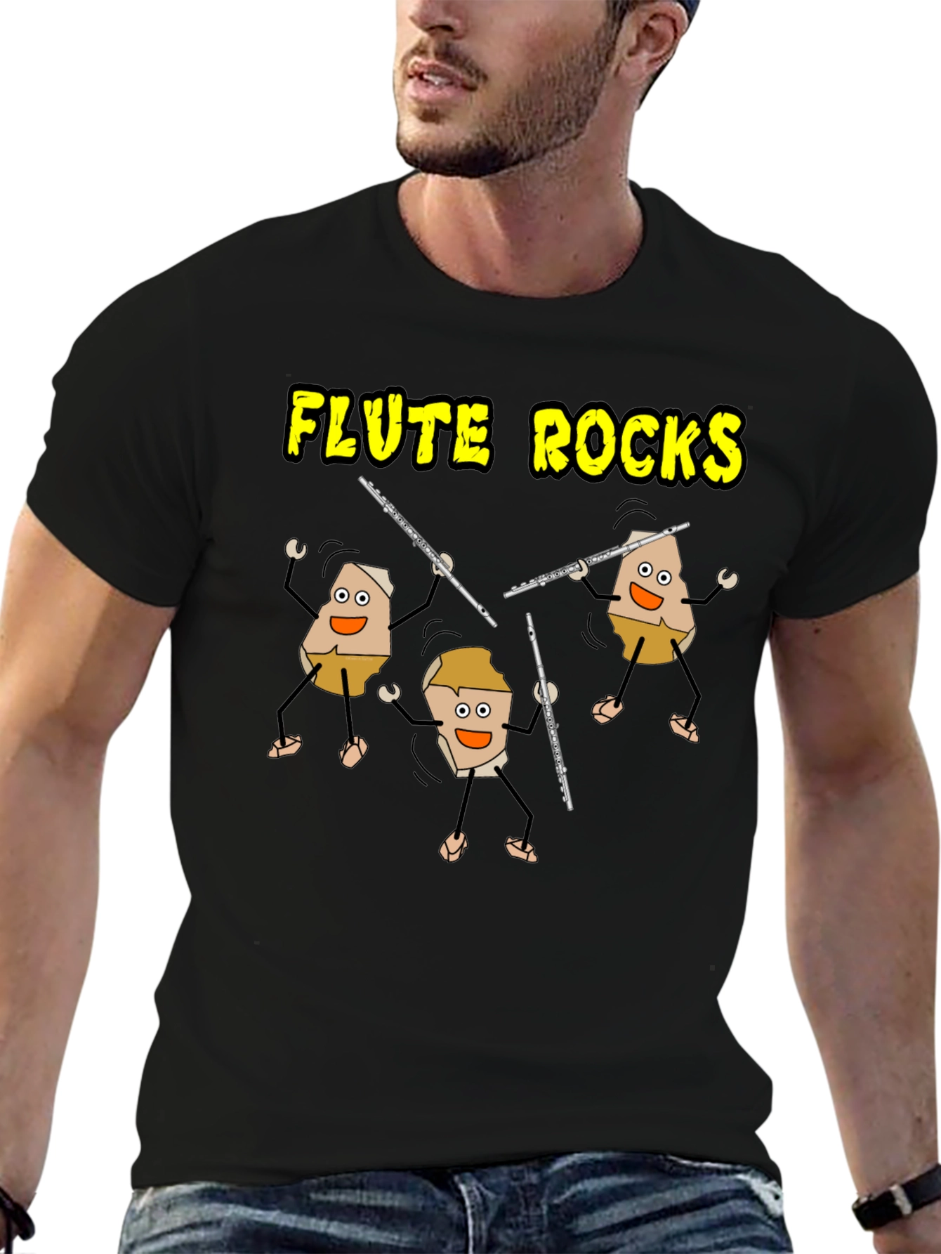 Flute Rocks Black Graphic Tee