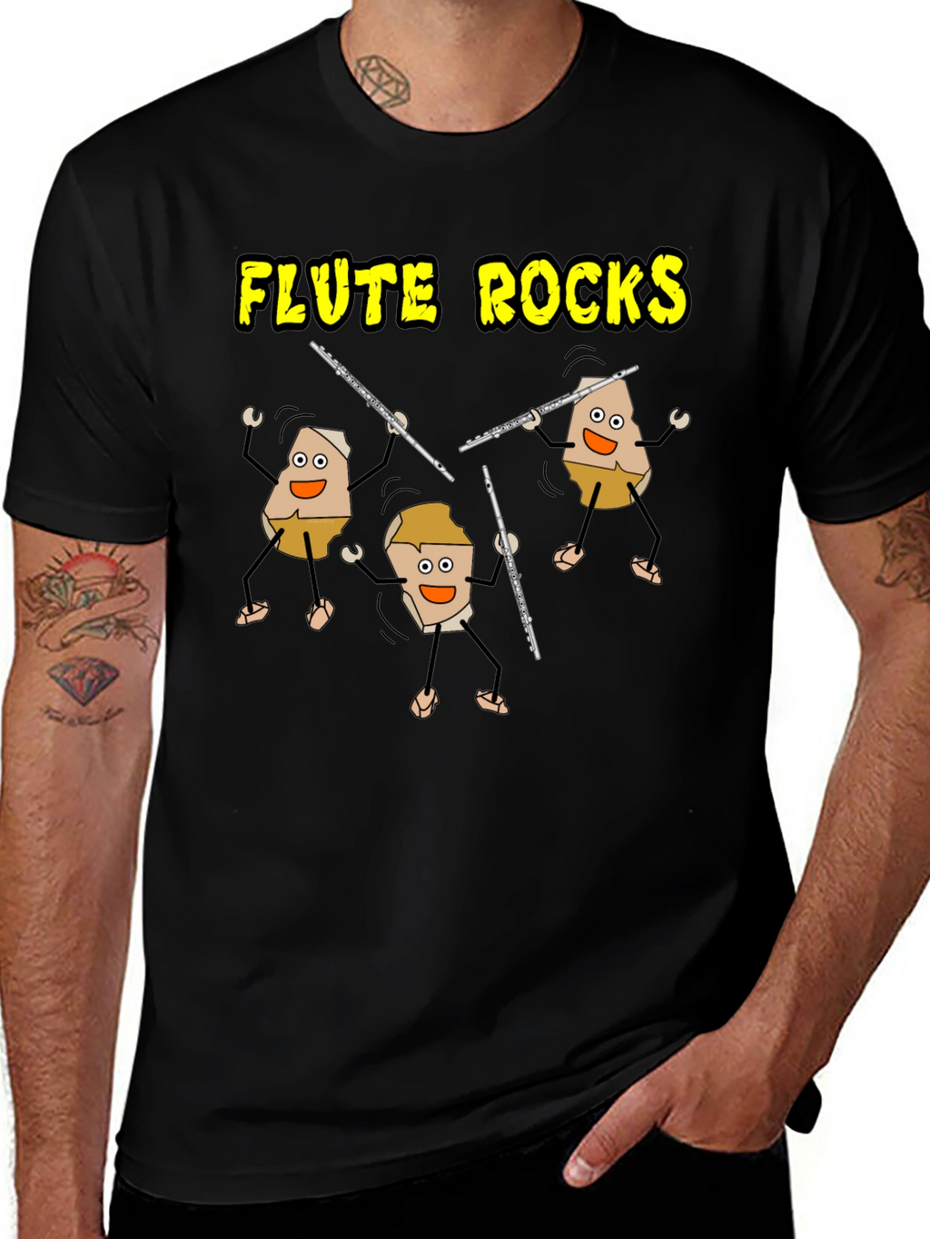 Flute Rocks Black Graphic Tee