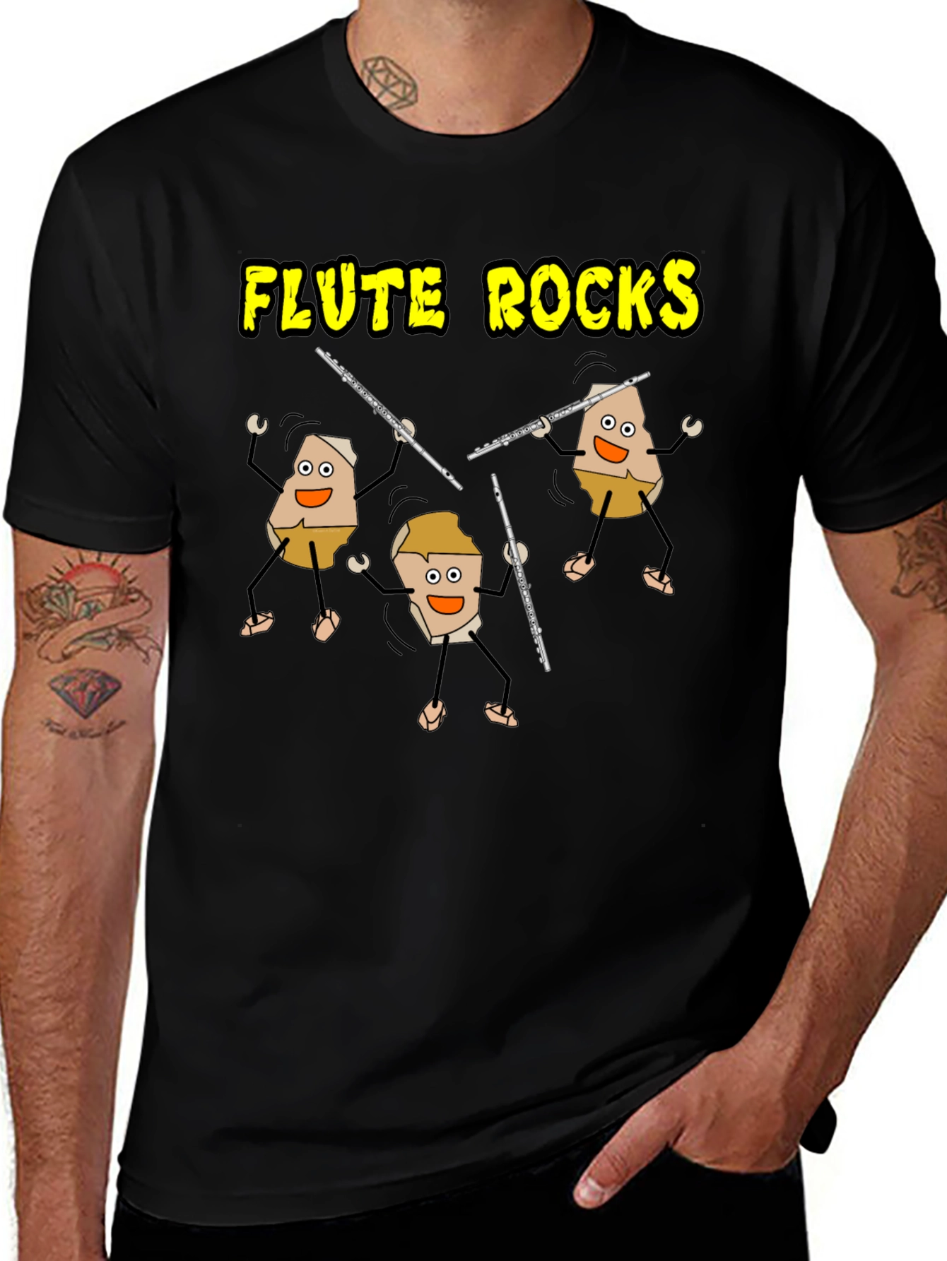 Flute Rocks Black Graphic Tee