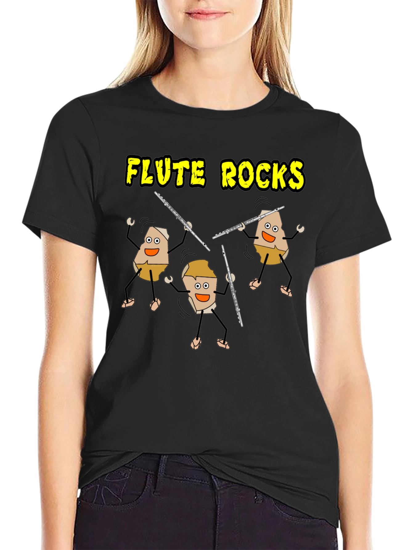 Flute Rocks Black Graphic Tee