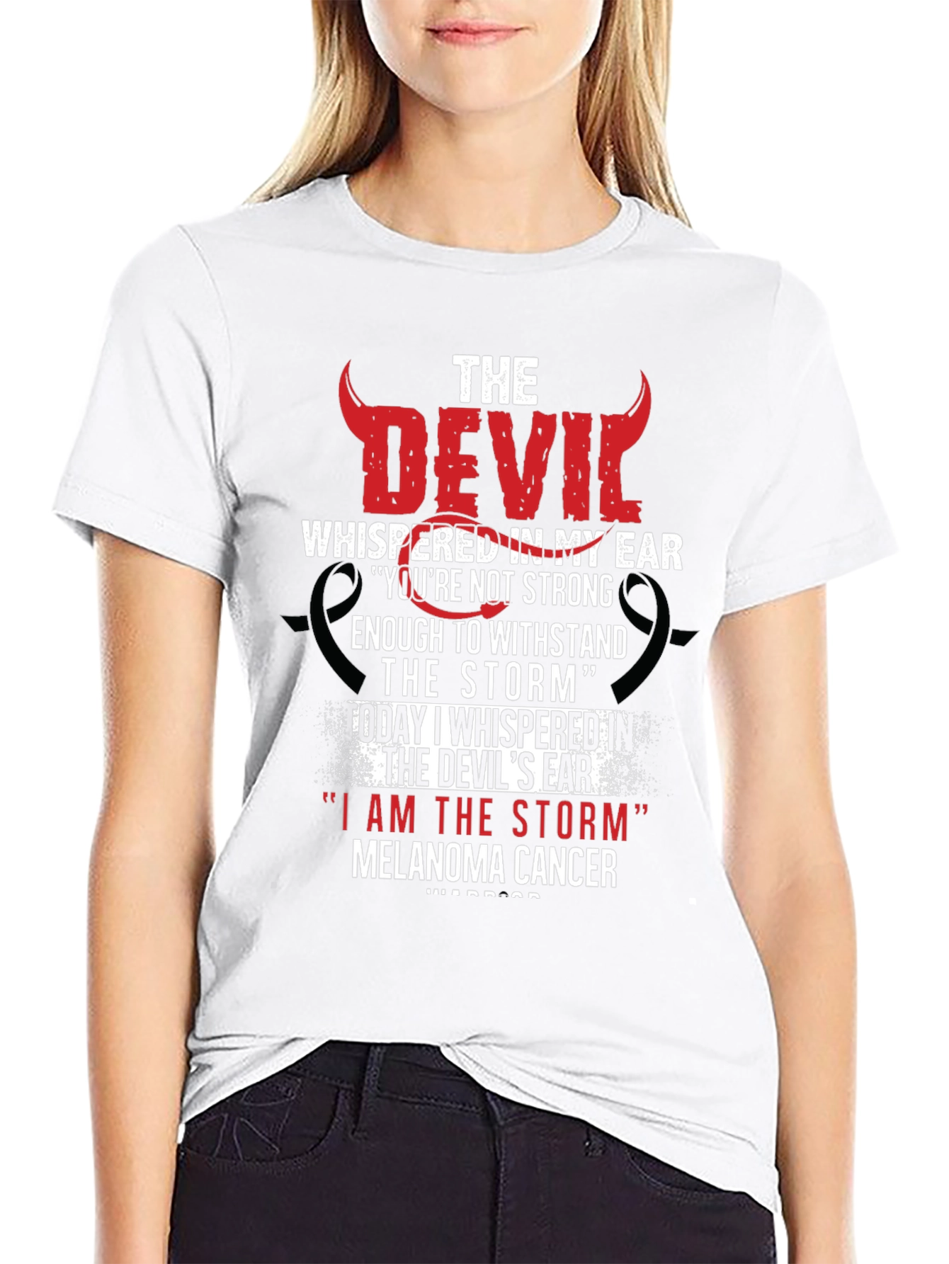 Devil Whispered in My Ear Melanoma Cancer Awareness T-Shirt