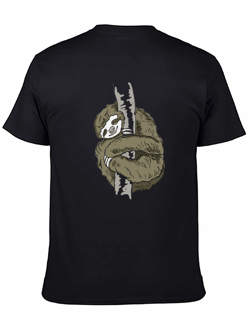 Mens Sloth Hugging Tree Graphic Tee - Black
