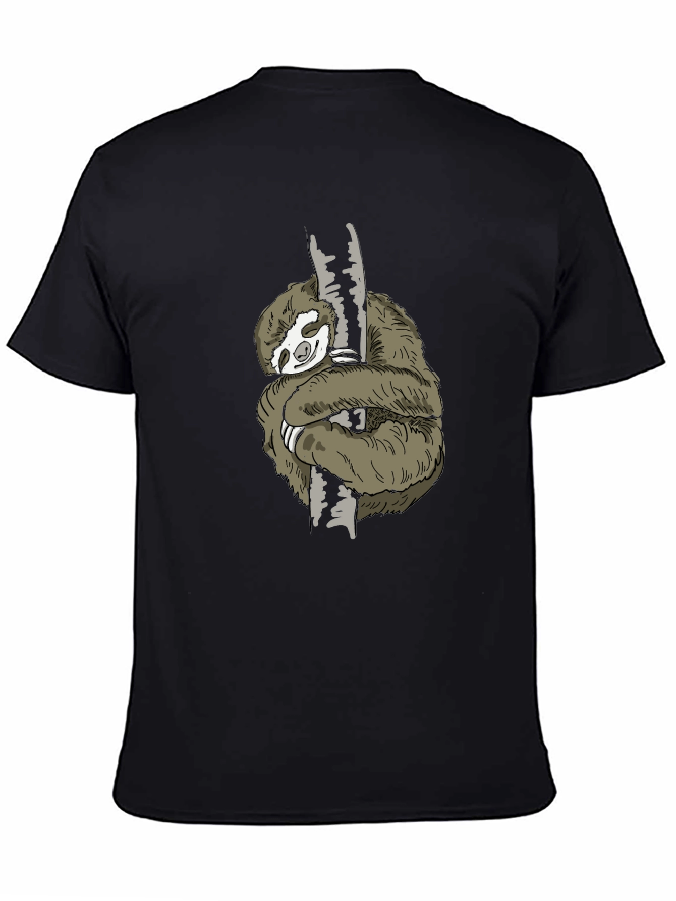 Mens Sloth Hugging Tree Graphic Tee - Black